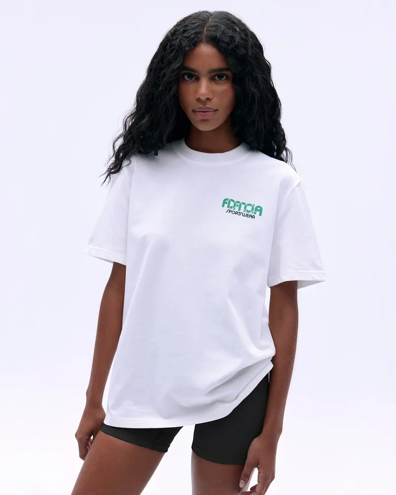 Adanola Sportswear Short Sleeve Oversized T-shirt - White/Jade Green