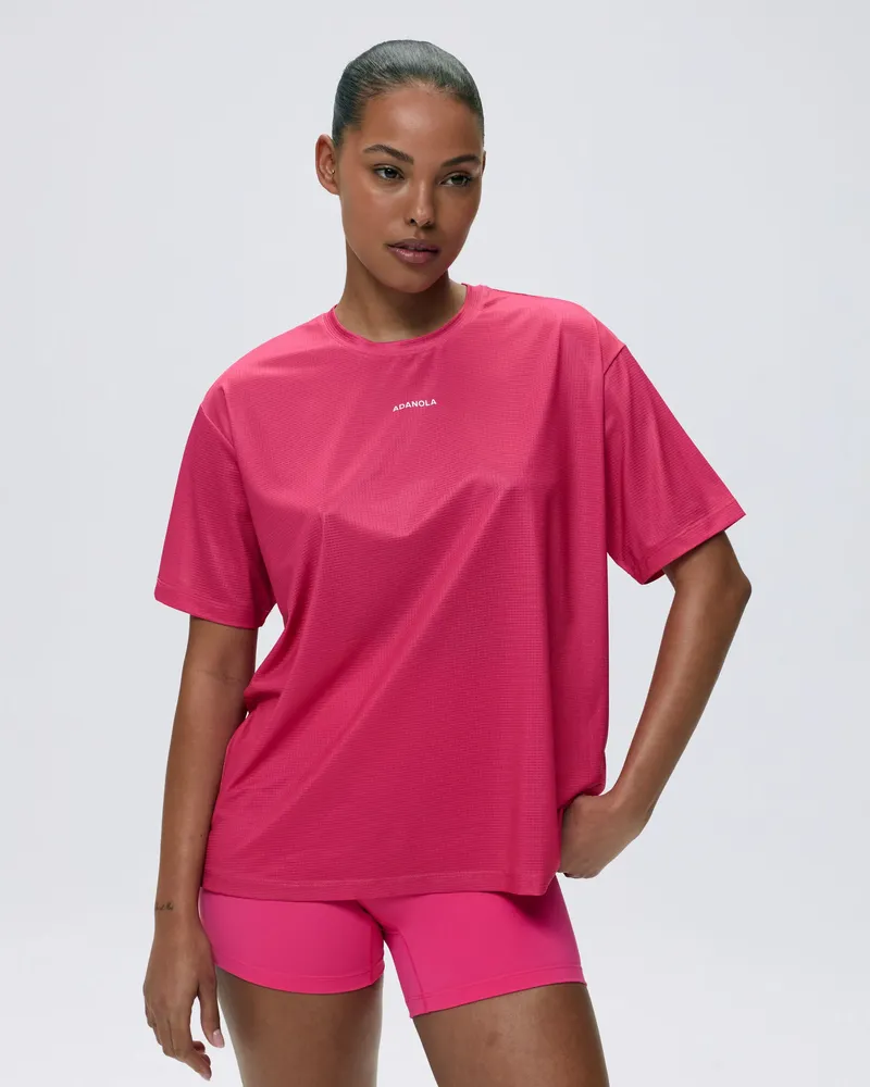 Adanola Mesh Active T-Shirt - Hot Pink
