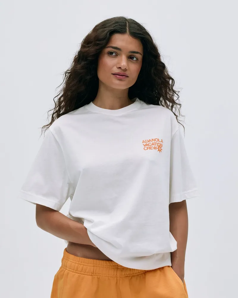Adanola Vacation Lightweight T-shirt - White/Mango Orange