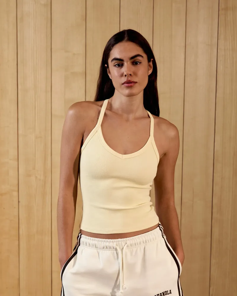 Adanola Rib V Neck Tank Top - Butter Yellow