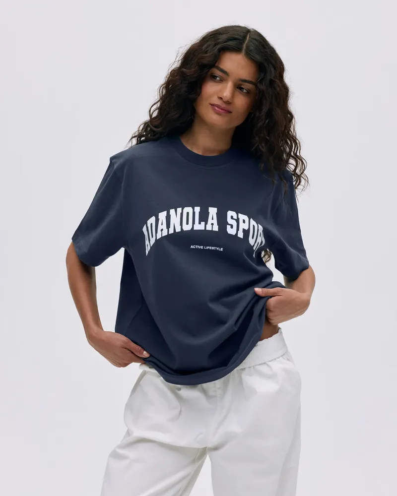 Adanola AS Short Sleeve Oversized T-shirt - Midnight Blue/White