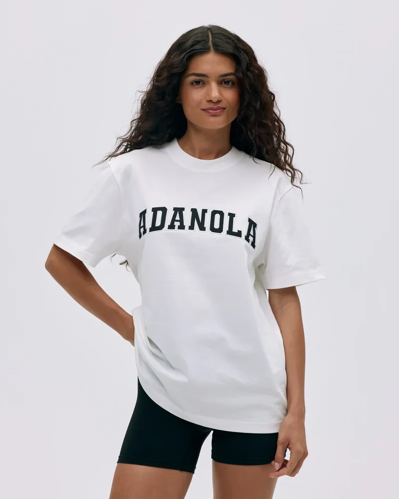 Adanola Varsity Short Sleeve Oversized T-shirt - White/Black