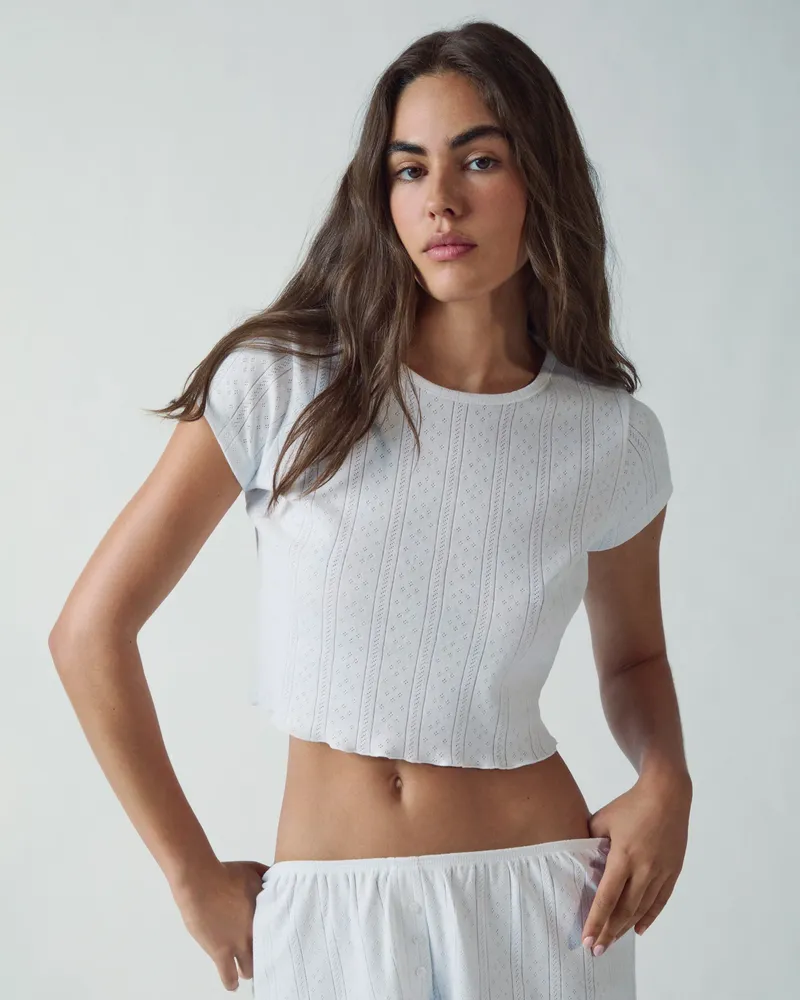 Adanola Pointelle Baby T-shirt - White