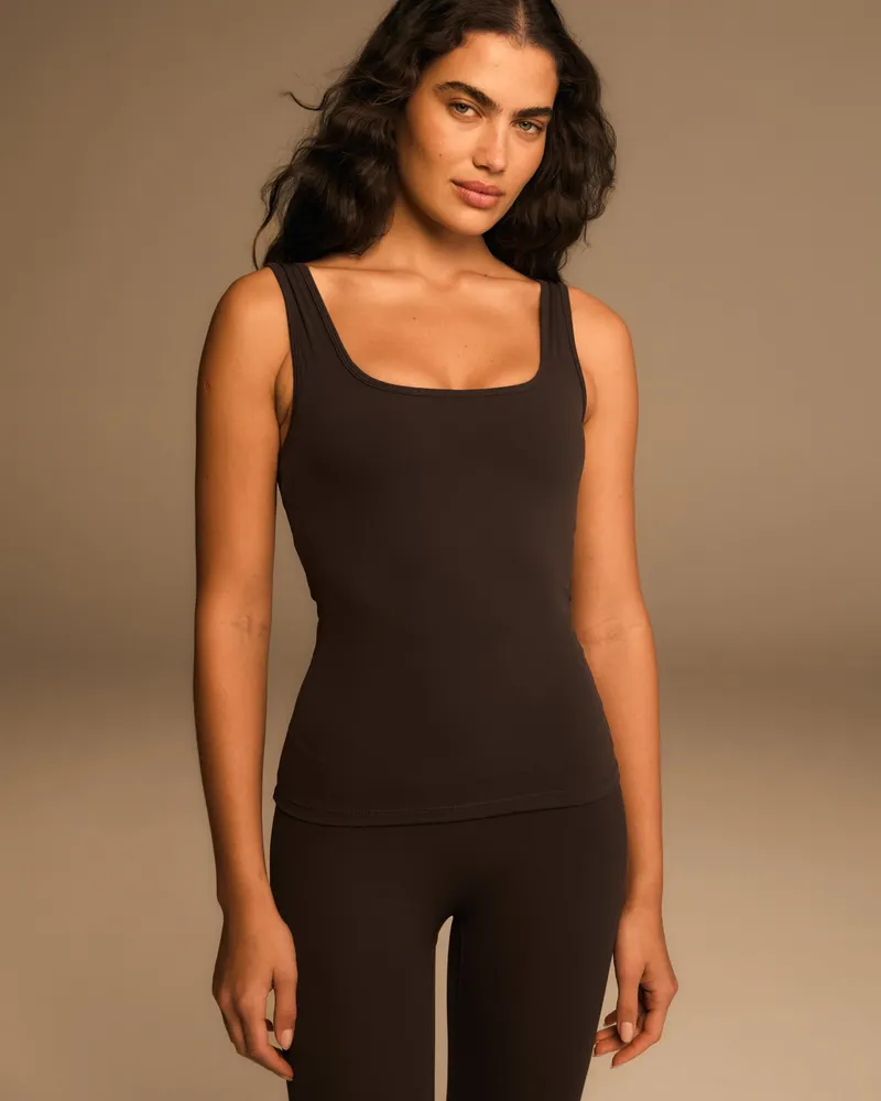 Adanola Ultimate Square Neck Top - Coffee Bean