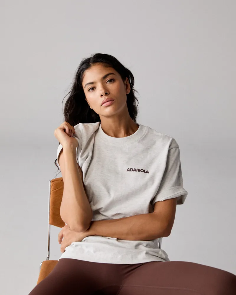 Adanola Movement Short Sleeve Oversized T-shirt - Light Grey Melange