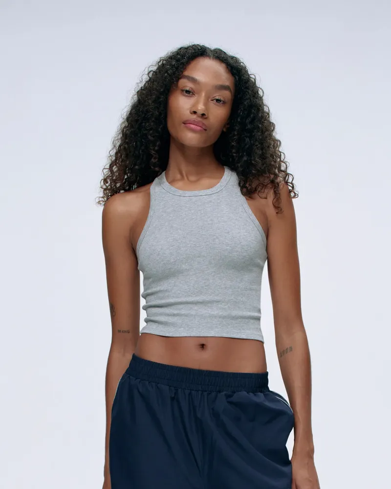 Adanola Rib Tank Top - Light Grey Melange