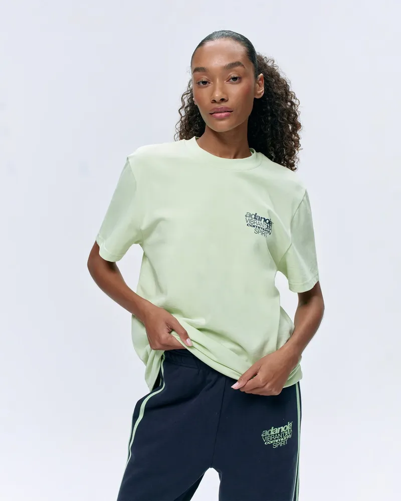 Adanola Community Spirit Short Sleeve Oversized T-shirt - Mint Green/Navy Blue