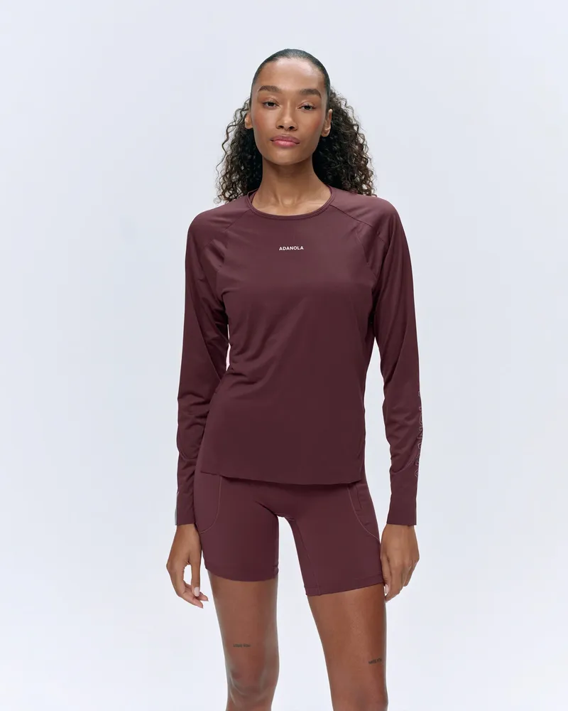 Adanola Lightweight Running Long Sleeve T-Shirt - Burgundy