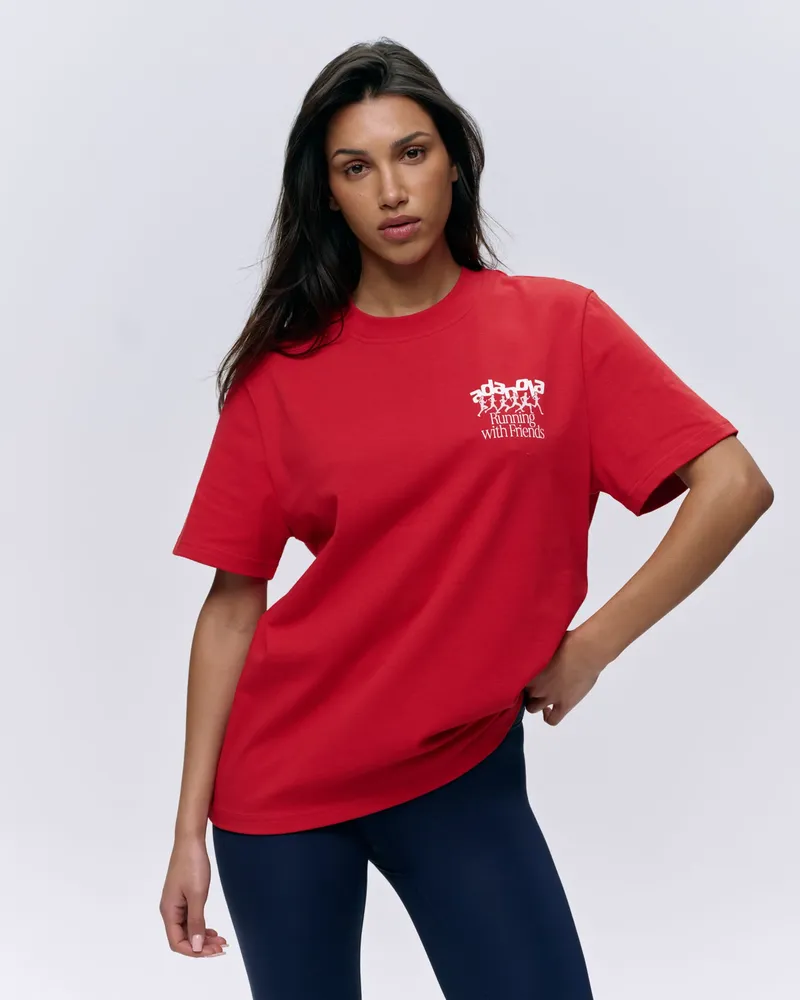 Adanola Runners Short Sleeve Oversized T-shirt - Classic Red/White