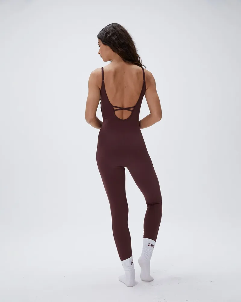 Adanola Ultimate Low Cross Back Unitard - Burgundy